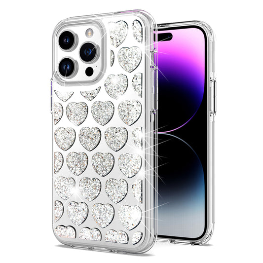 For iPhone 15 Pro Bling Hybrid Case Cover - G