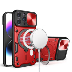 Phone Case for iPhone 14 PRO MAX 6.7" Magnetic Ring Stand Classic Design FULL Camera Protection Hybrid Case - Red