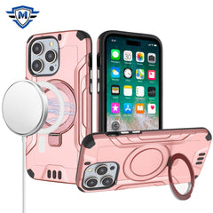 Phone Case for iPhone 15 Pro METKASE Magnetic Circle Kickstand Exclusive Brushed Hybrid - Rose Gold