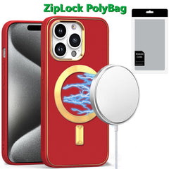 Phone Case For iP15 Pro Max Ultimate Quality PU Leather Hybrid - Red