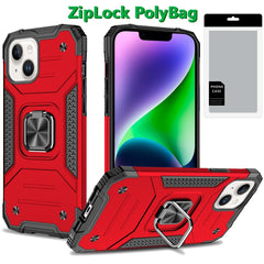 Phone Case For iPhone 13/14 Robust Magnetic Kickstand Hybrid - Red