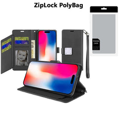 Phone Case For iPhone 16 6.1 inch Wallet ID Card Holder - Black