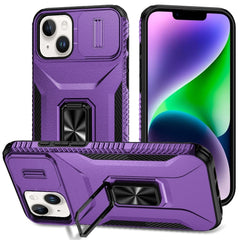 Phone Case for iPhone 14/iPhone 13 Complete Magnetic Metal Ring Stand Camera Protection Hybrid - Purple