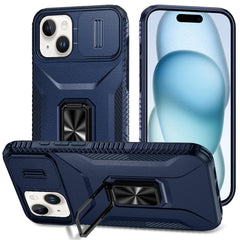 Phone Case for iPhone 15 Complete Magnetic Metal Ring Stand Camera Protection Hybrid - Blue