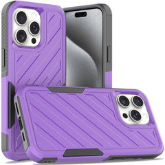 Phone Case for iP15 Pro Max Noble lined shockproof dual layer hybrid - Dark Purple/Black