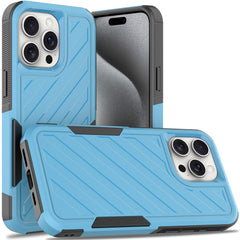 Phone Case for iP15 Pro Max Noble lined shockproof dual layer hybrid - Sky Blue/Black