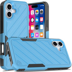 Phone Case for iPhone 16 6.1 inch Noble lined shockproof dual layer hybrid - Sky Blue/Black