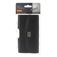 Reiko Horizontal Leather Pouch With Embossed Logo In Black (3.5X2.1X1.1 Inches)