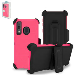 3-In-1 Hybrid Heavy Duty Holster Combo Case For SAMSUNG GALAXY A20 In Hot Pink