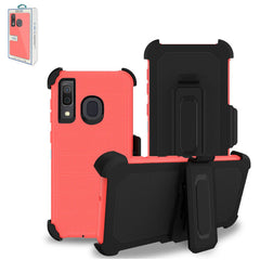 3-In-1 Hybrid Heavy Duty Holster Combo Case For SAMSUNG GALAXY A20 In Pink