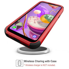 3in1 Hybrid Heavy Duty Defender Rugged Armor Military Grade Protective Case For LG STYLO5 In Red