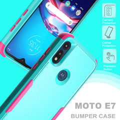 3in1 Hybrid Heavy Duty Defender Rugged Armor Case For MOTOROLA E7 2020 In Green