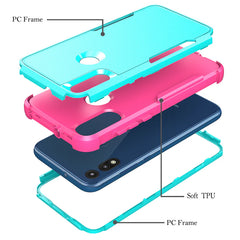 3in1 Hybrid Heavy Duty Defender Rugged Armor Case For MOTOROLA E7 2020 In Green