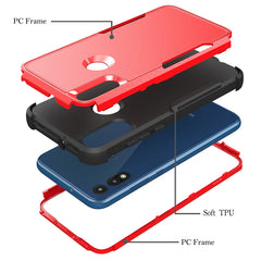 3in1 Hybrid Heavy Duty Defender Rugged Armor Case For MOTOROLA E7 2020 In Red