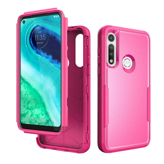 3in1 Hybrid Heavy Duty Defender Rugged Armor Military Grade Protective High Impact Case For MOTOROLA G FAST 2020 In Hot pink