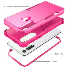 3in1 Hybrid Heavy Duty Defender Rugged Armor Military Grade Protective High Impact Case For MOTOROLA G FAST 2020 In Hot pink