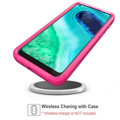 3in1 Hybrid Heavy Duty Defender Rugged Armor Military Grade Protective High Impact Case For MOTOROLA G FAST 2020 In Hot pink