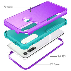 3in1 Hybrid Heavy Duty Defender Rugged Armor Military Grade Case For MOTOROLA G FAST 2020 In Purple