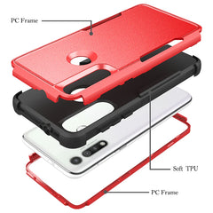 3in1 Hybrid Heavy Duty Defender Rugged Armor Military Grade Case For MOTOROLA G FAST 2020 In Red