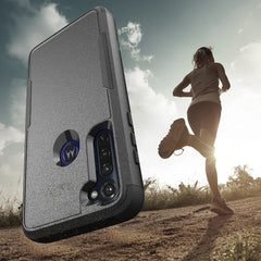 3in1 Hybrid Heavy Duty Defender Rugged Armor Military Grade Case MOTOROLA G STYLUS 2020 In Black