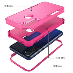 3in1 Hybrid Heavy Duty Defender Rugged Armor Military Grade Case MOTOROLA G STYLUS 2020 In Hot pink