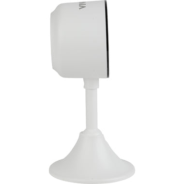 Vivitar Smart 720P Indoor Security Camera (white) on a stand for home and office protection