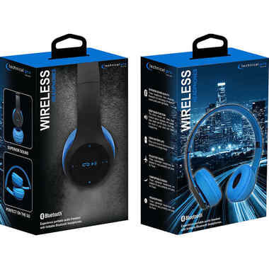 Technical Pro Wireless Bluetooth Blue Headphones