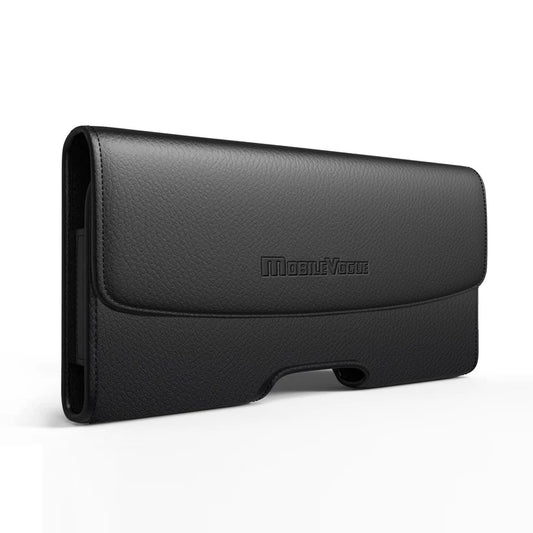 Horizontal Leather Pouch With Embossed Logo In Black (5.8X3.2X0.7 Inches)
