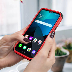 3in1 Hybrid Heavy Duty Defender Rugged Armor Case For LG HARMONY 4 In Red