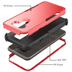 3in1 Hybrid Heavy Duty Defender Rugged Armor Case For LG HARMONY 4 In Red