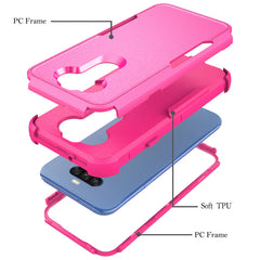 3in1 Hybrid Heavy Duty Defender Rugged Armor Military Grade Protective Case For LG STYLO5 In Hot pink