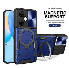 TPU PC Shockproof Magnetic Phone Case with Free Adjustment Ring Holder For ONEPLUS NORD N30 5G in Blue