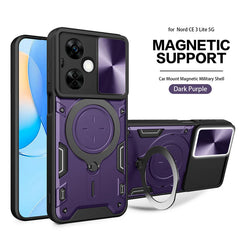 TPU PC Shockproof Magnetic Phone Case with Free Adjustment Ring Holder For ONEPLUS NORD N30 5G in Purple
